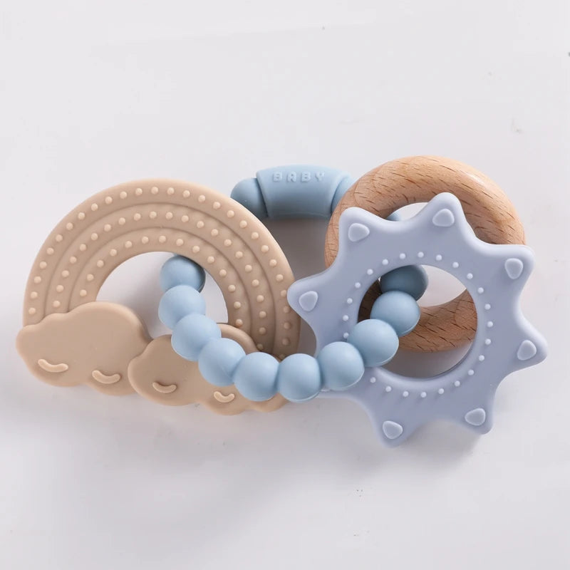 Anneau de Dentition Silicone Bébé – Jouet Sensoriel Sans BPA | 0-12 Mois