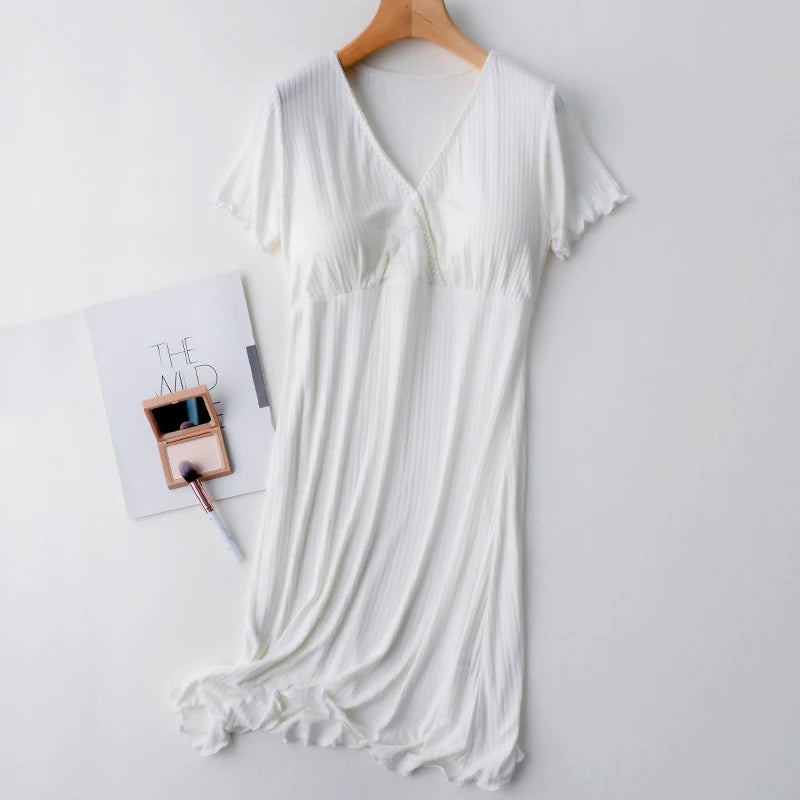 Chemise de Nuit Maternité Allaitement — Modal Doux, Pyjama Grossesse Ample Femme