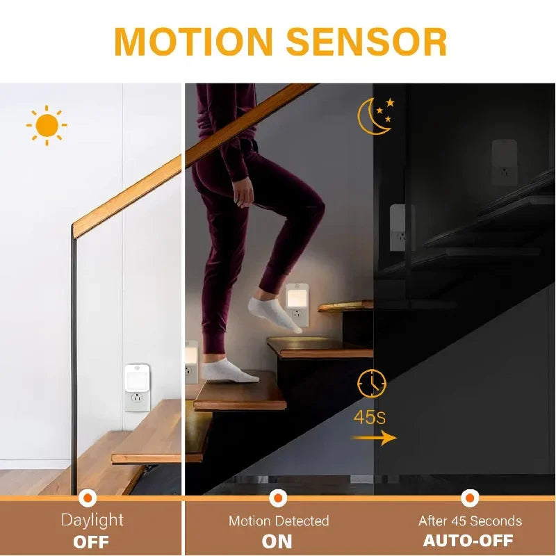 Veilleuse Prise Murale LED Capteur de Mouvement – Lampe Nuit Automatique Chambre Bébé & Enfant