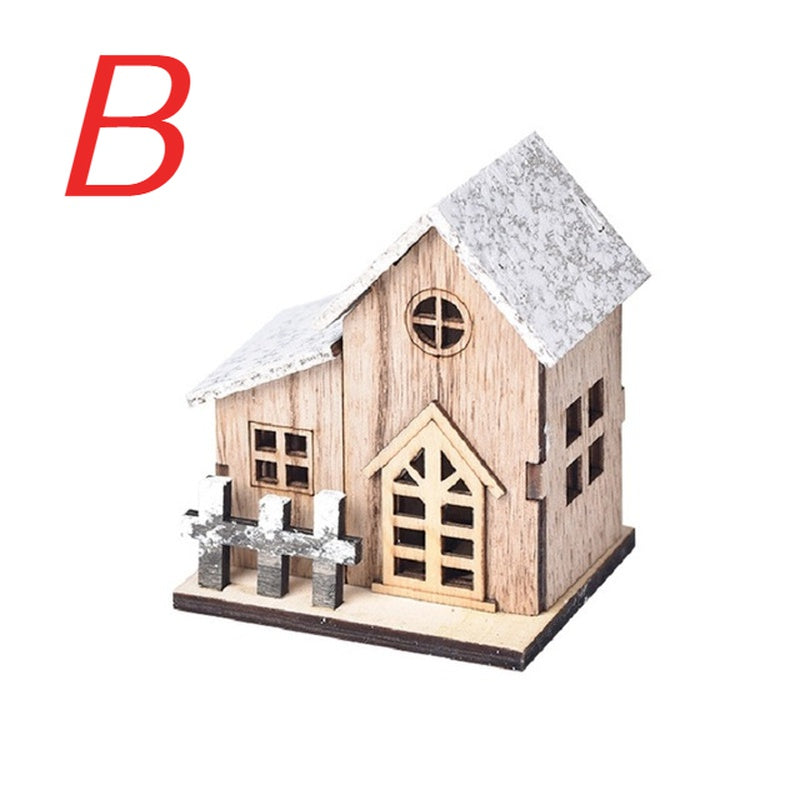 Maison Bois Lumineuse Noël LED – Village de Noël Miniature & Décoration Chalet Lumineux