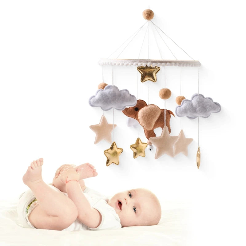 Mobile Musical Bébé Bois Feutre Premium — Cloche Lit Animaux & Boîte à Musique | 3 Modèles