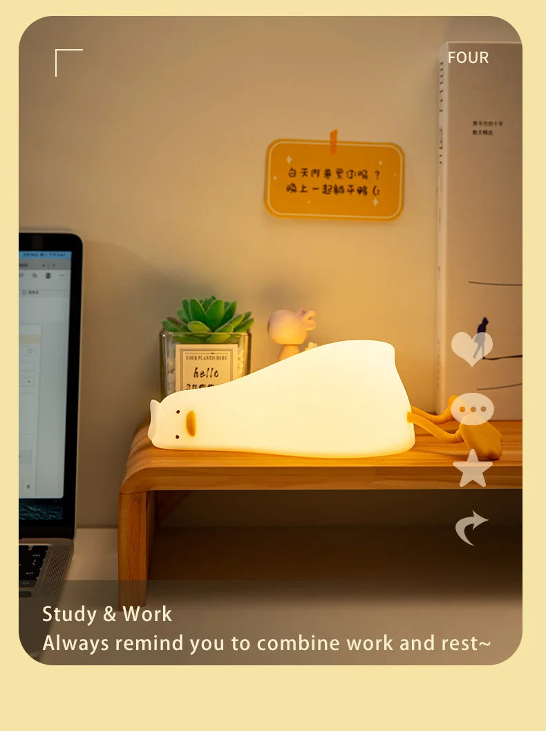 Veilleuse canard bébé silicone — LED Tactile Rechargeable Lumière Douce | Déco Chambre Bébé & Enfant