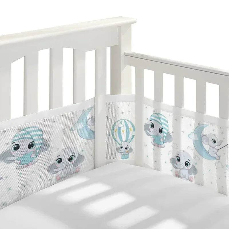 Tour de Lit Respirant Bébé — Mesh 4 Panneaux Protection Barreaux Anti-Étouffement
