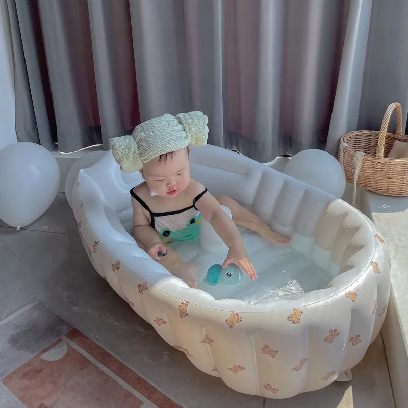 Baignoire Gonflable Bébé Enfant Cartoon Pliable 90x55cm – Portable Intérieur & Extérieur | 0-8 Ans