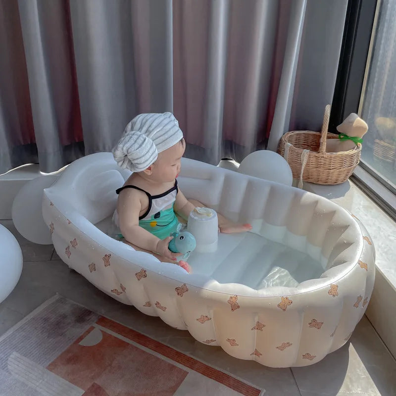 Baignoire Gonflable Bébé Enfant Cartoon Pliable 90x55cm – Portable Intérieur & Extérieur | 0-8 Ans