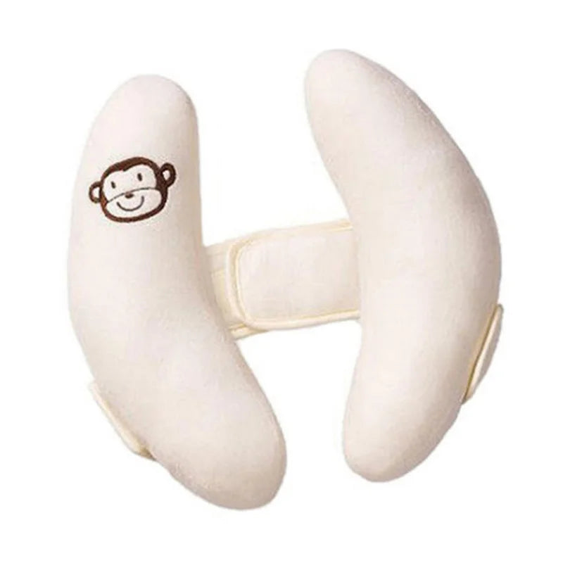 Appui-Tête Poussette Banane Motif Fleur – Cale Tête Coussin Support Cou Bébé | Blanc & Rose Siège Auto
