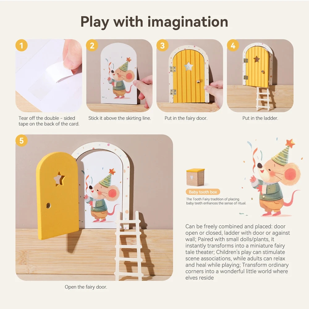 Porte Fée Miniature en Bois & Boîte à Dent de Lait – Décoration Chambre Enfant Cadeau Naissance