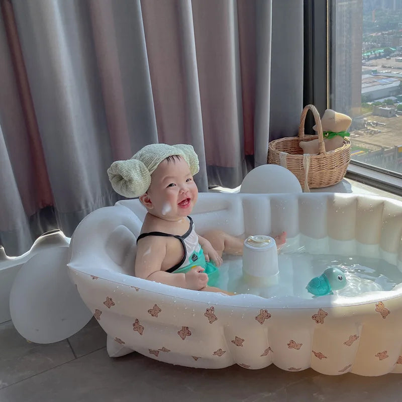 Baignoire Gonflable Bébé Enfant Cartoon Pliable 90x55cm – Portable Intérieur & Extérieur | 0-8 Ans