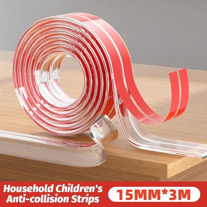 Protection angle transparent bébé — Bande PVC Auto-Adhésive | 8 Tailles 10-15mm, 1-5m