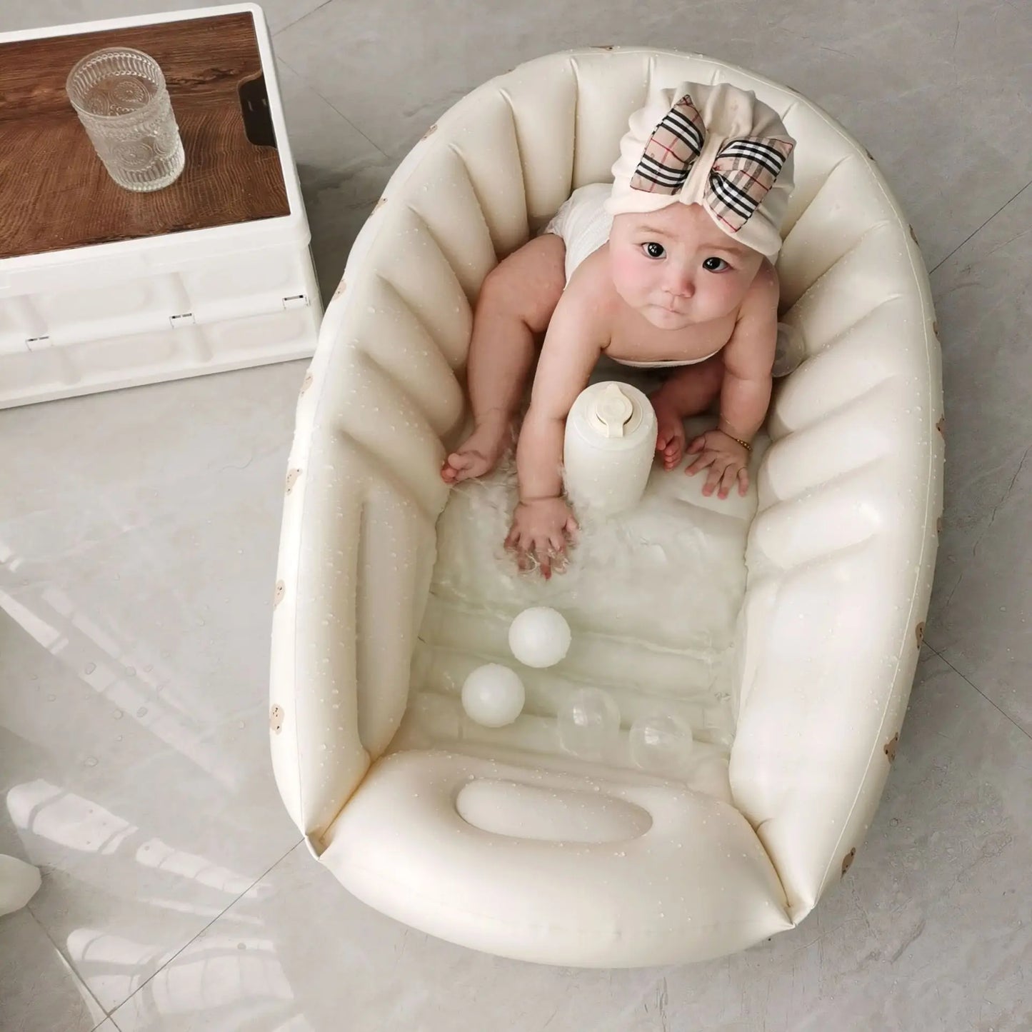 Baignoire Gonflable Bébé Enfant Cartoon Pliable 90x55cm – Portable Intérieur & Extérieur | 0-8 Ans