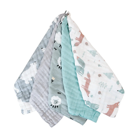 Lot de 5 Serviettes Bébé en Bambou – Ultra Douces, Respirantes et Absorbantes
