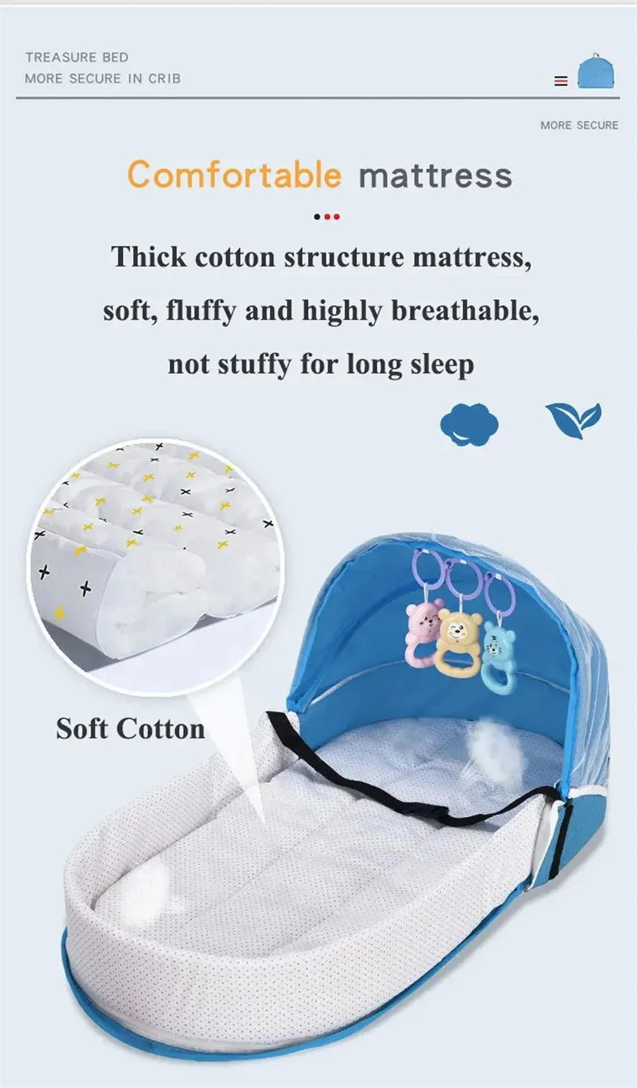 Lit Parapluie Bébé Pliable avec Moustiquaire & Matelas — Berceau Voyage Nomade | 4 Couleurs