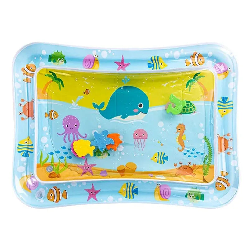 Tapis d’Eau Gonflable Bébé Motif Baleine – Éveil Sensoriel Tummy Time | PVC Sécurisé