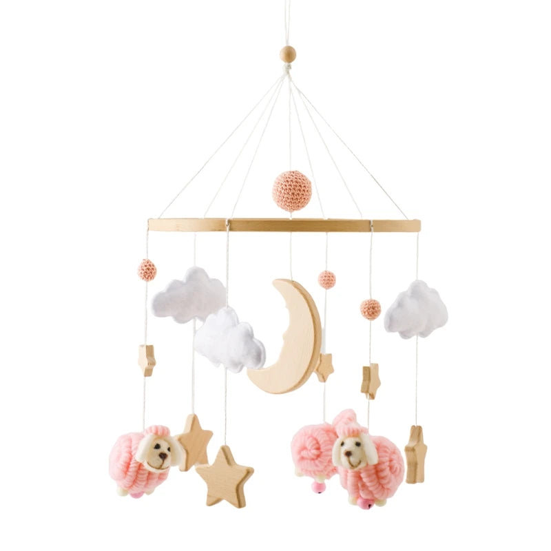Mobile Hochet Bois & Crochet Bébé – Cloche Lit Étoiles & Pendentifs | Support Nuage | 27 Modèles