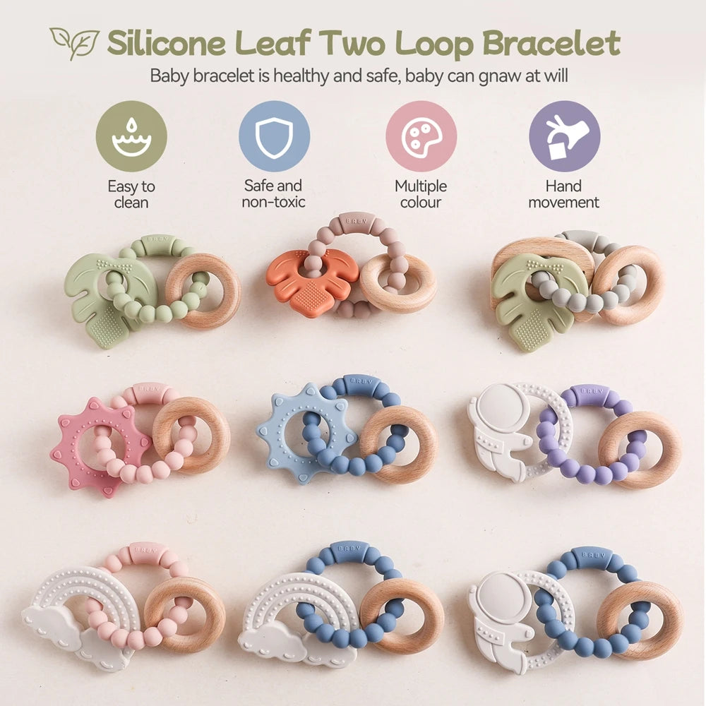 Anneau de Dentition Silicone Bébé – Jouet Sensoriel Sans BPA | 0-12 Mois