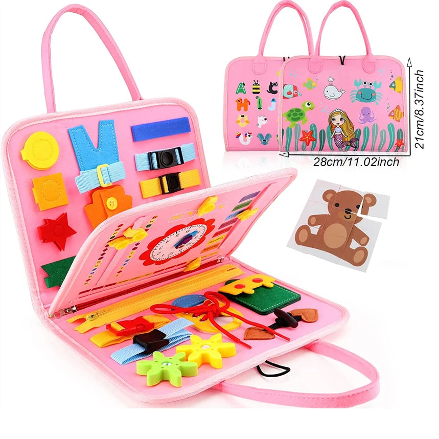Busy Board Montessori Habillage – Cadre d'Habillage Autonomie Motricité Fine | Fille & Garçon 1-3 Ans