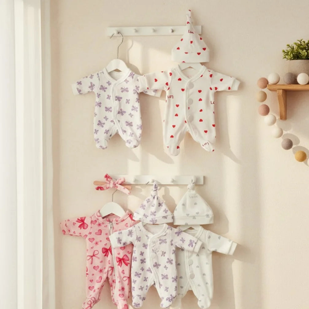 4 Styles Cutest Baby Romper Outfits for Size 8-9Inch Newborn Dolls Soft Touch Handmade High Quality Clothes With Hat