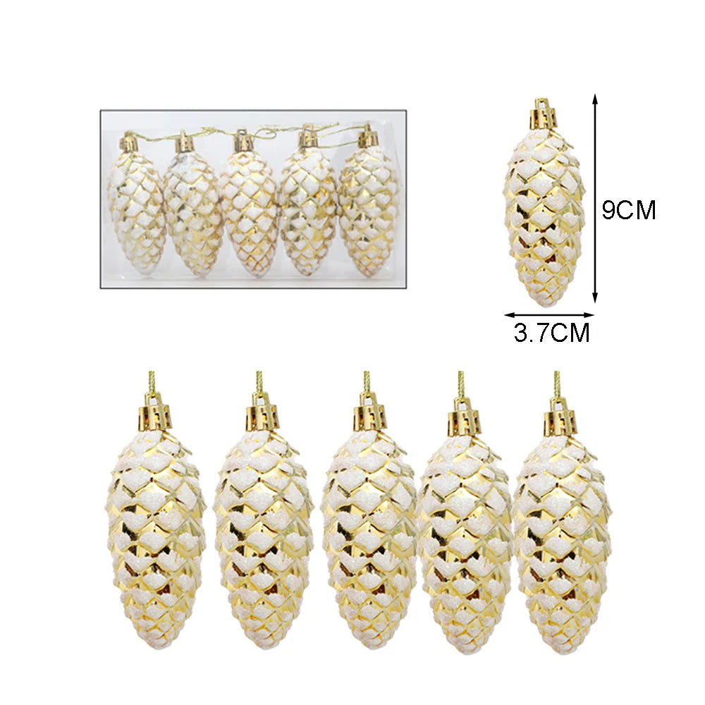 Canne de Bonbon & Pomme de Pin Rouge Or – Décoration Sapin Noël 2025 Tendance, Ornement Suspendu