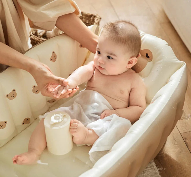 Baignoire Gonflable Bébé Enfant Cartoon Pliable 90x55cm – Portable Intérieur & Extérieur | 0-8 Ans