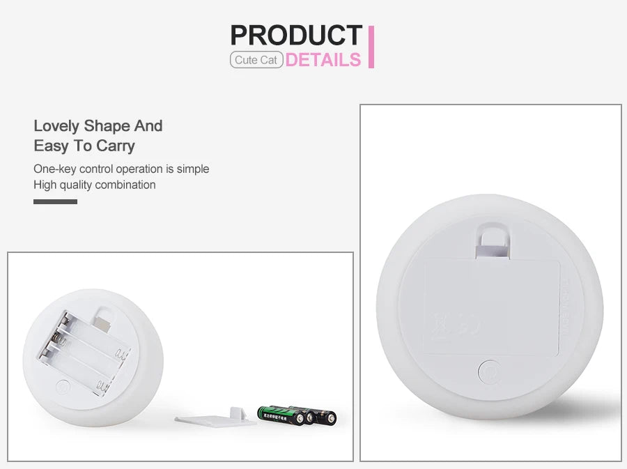 Veilleuse chat silicone kawaii — LED Tactile 7 Couleurs Rechargeable | Lampe Nuit Chambre Bébé Enfant