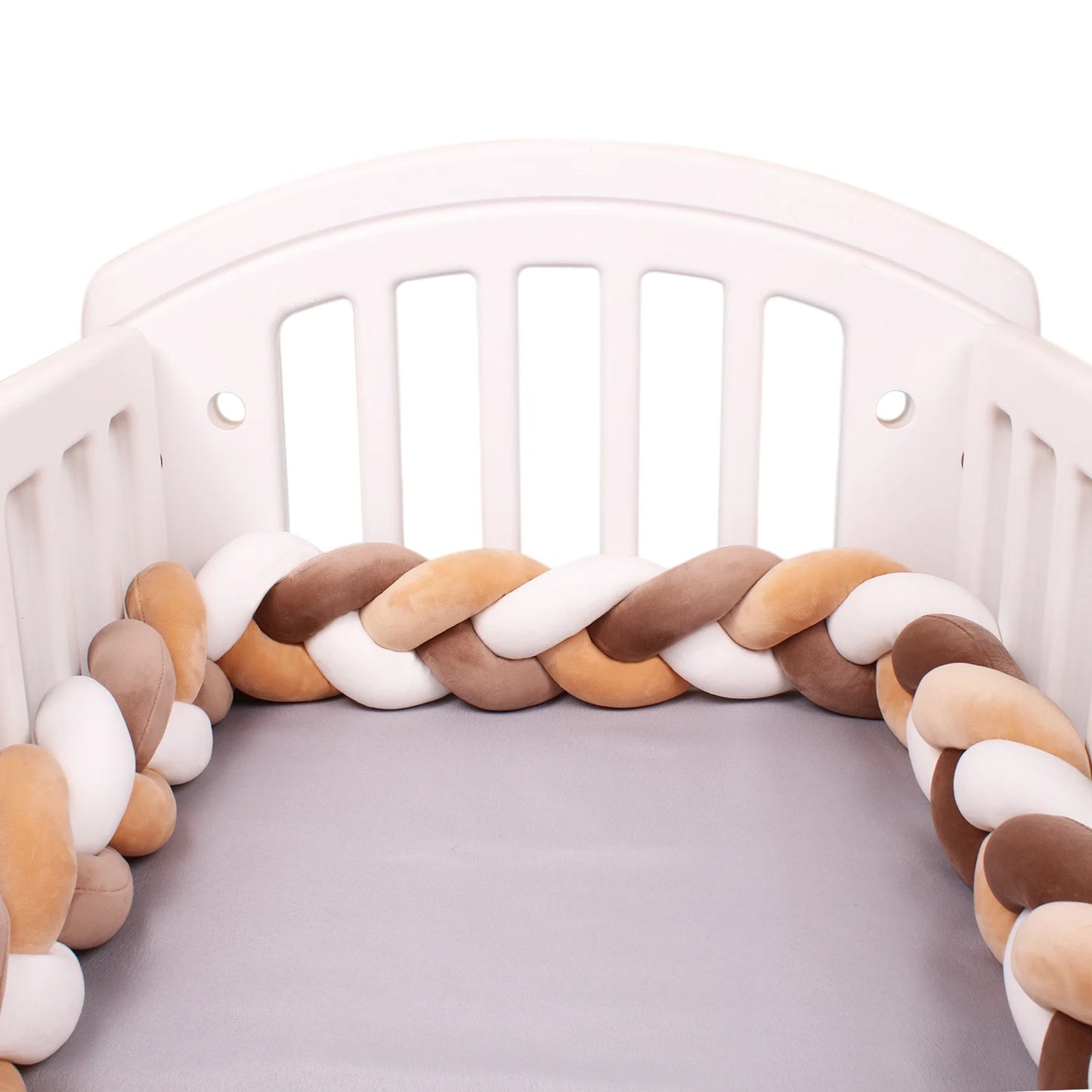 Bumper Lit Bébé Tressé Nœuds Rembourré – Tour de Lit Berceau Lavable 1M 2M 3M 4M