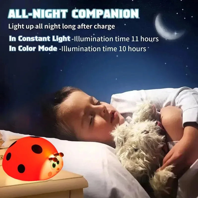 Veilleuse coccinelle bébé silicone — LED Lumière Douce Rechargeable USB | Cadeau Naissance Chambre Enfant