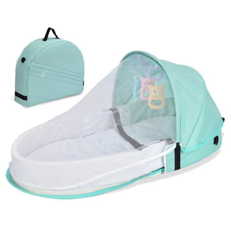 Lit Parapluie Bébé Pliable avec Moustiquaire & Matelas — Berceau Voyage Nomade | 4 Couleurs