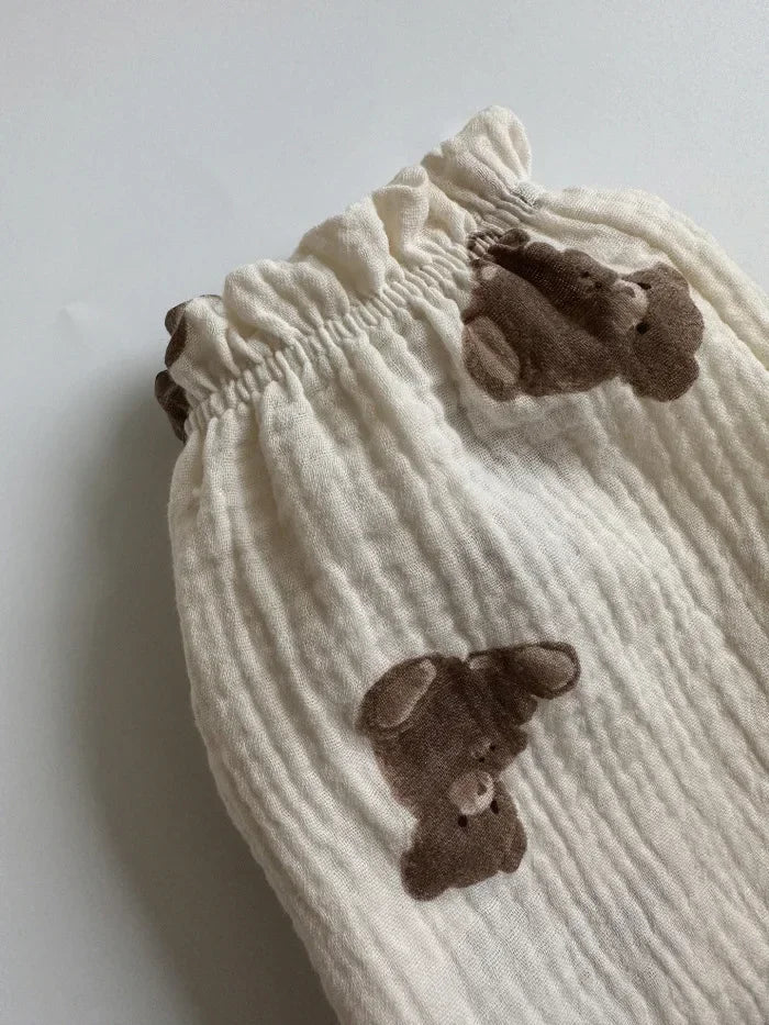 Pantalon Bébé Coton Bio – Mousseline Douce Imprimé Mignon Garçon & Fille 3-6M à 2-3 Ans