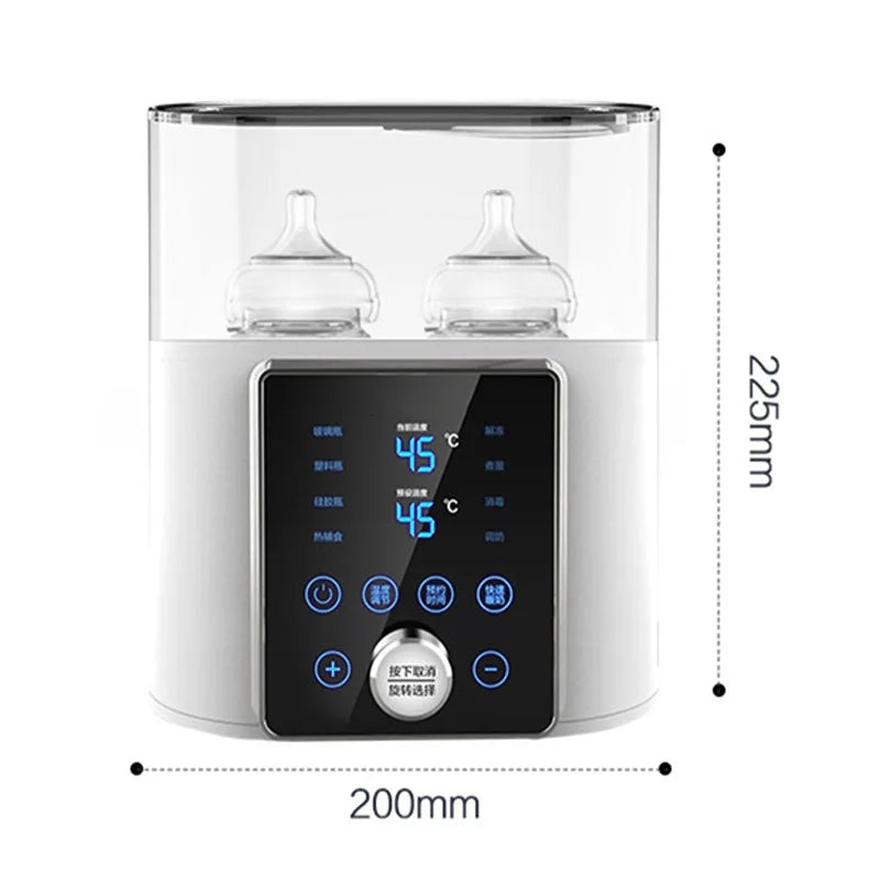 Chauffe-Biberon Double 8 en 1 avec Minuterie – 2 Biberons Simultanés Lait Maternel & Formule
