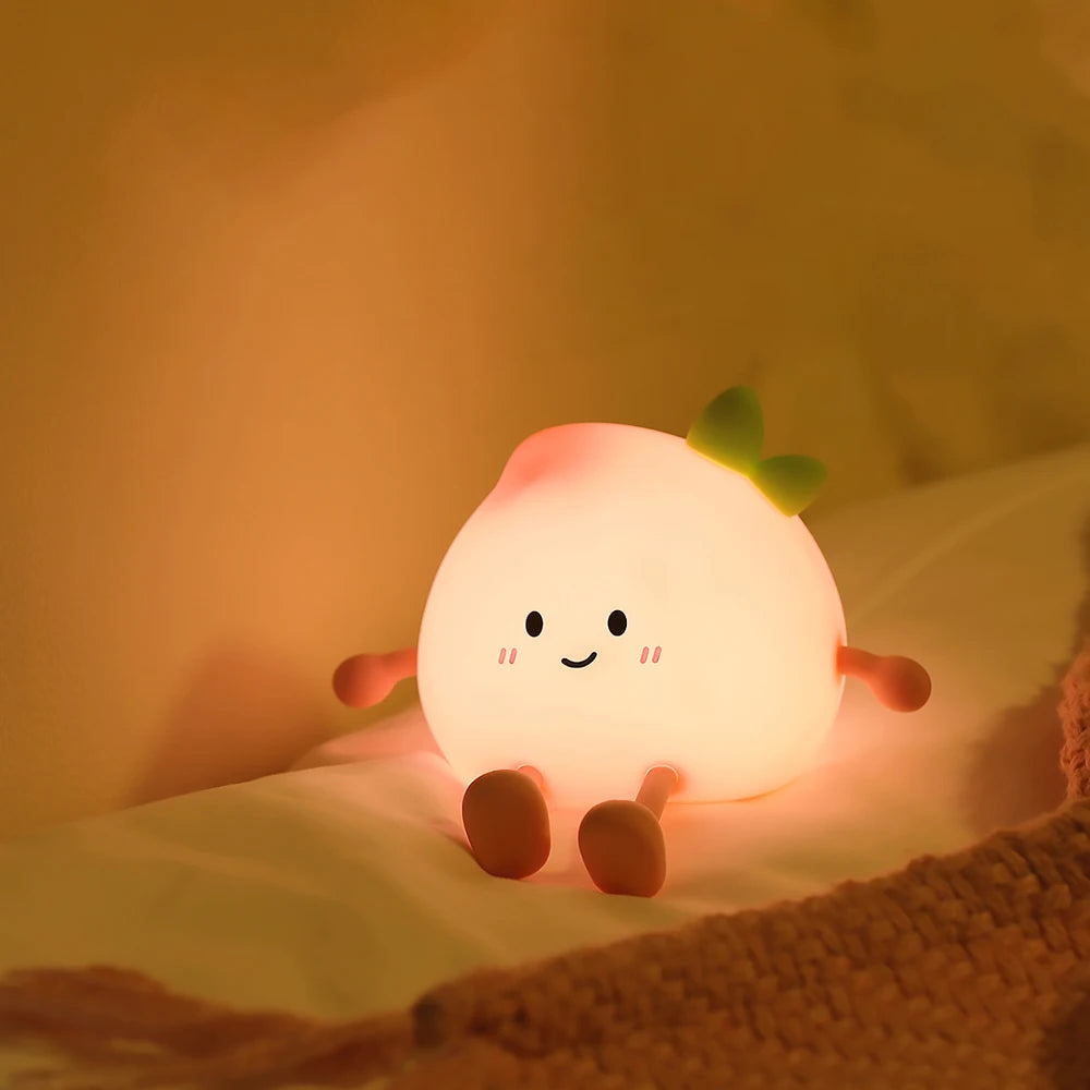 Veilleuse pêche silicone — LED Tactile 3 Niveaux Luminosité Rechargeable Lumière Chaude | Chambre Bébé & Enfant