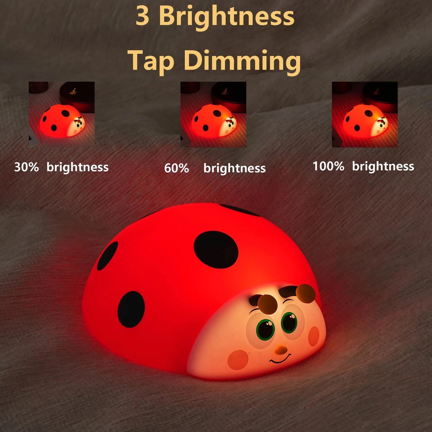 Veilleuse coccinelle bébé silicone — LED Lumière Douce Rechargeable USB | Cadeau Naissance Chambre Enfant