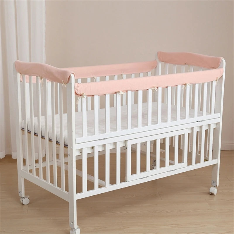 Tour de lit bébé complet — Coton 4 Pièces Protection Barreaux | Chambre Fille & Garçon