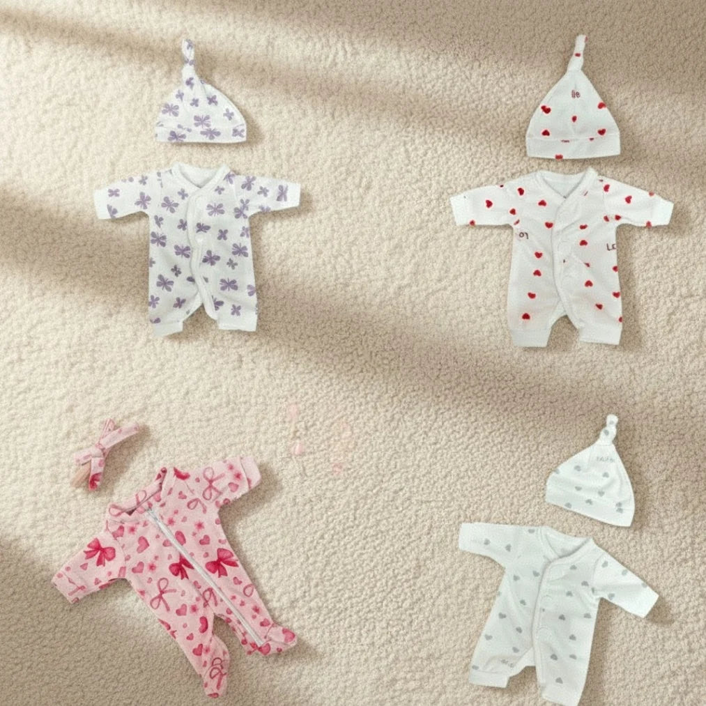4 Styles Cutest Baby Romper Outfits for Size 8-9Inch Newborn Dolls Soft Touch Handmade High Quality Clothes With Hat