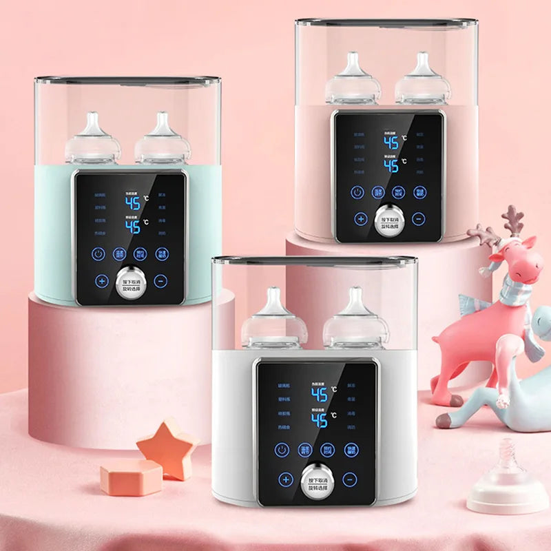 Chauffe-Biberon Double 8 en 1 avec Minuterie – 2 Biberons Simultanés Lait Maternel & Formule