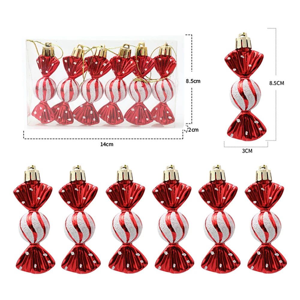 Canne de Bonbon & Pomme de Pin Rouge Or – Décoration Sapin Noël 2025 Tendance, Ornement Suspendu