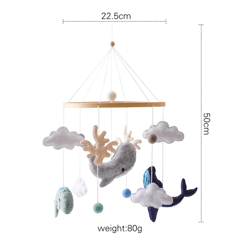 Mobile Hochet Bois & Crochet Bébé – Cloche Lit Étoiles & Pendentifs | Support Nuage | 27 Modèles
