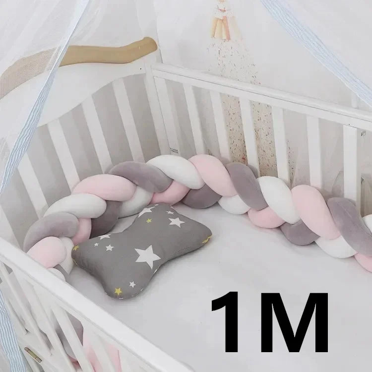 Tour de Lit Bébé Tressé Nœuds Coton PP – Pare-Chocs Berceau Nouveau-Né Large Choix Coloris 1M à 4M