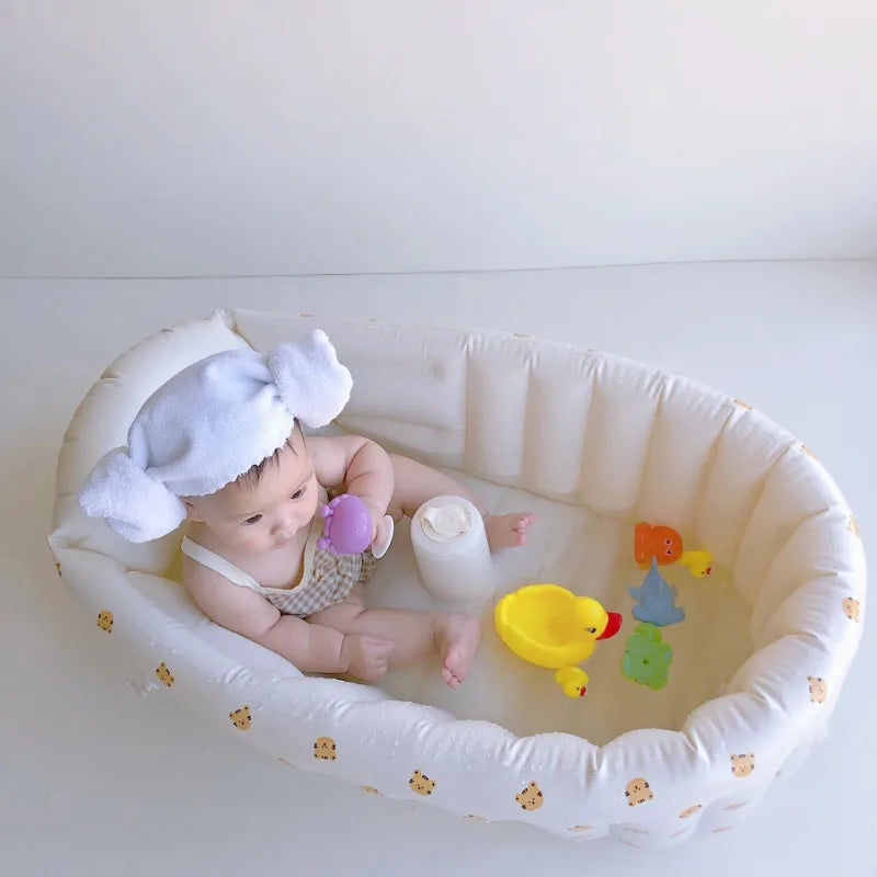 Baignoire Gonflable Bébé Enfant Cartoon Pliable 90x55cm – Portable Intérieur & Extérieur | 0-8 Ans