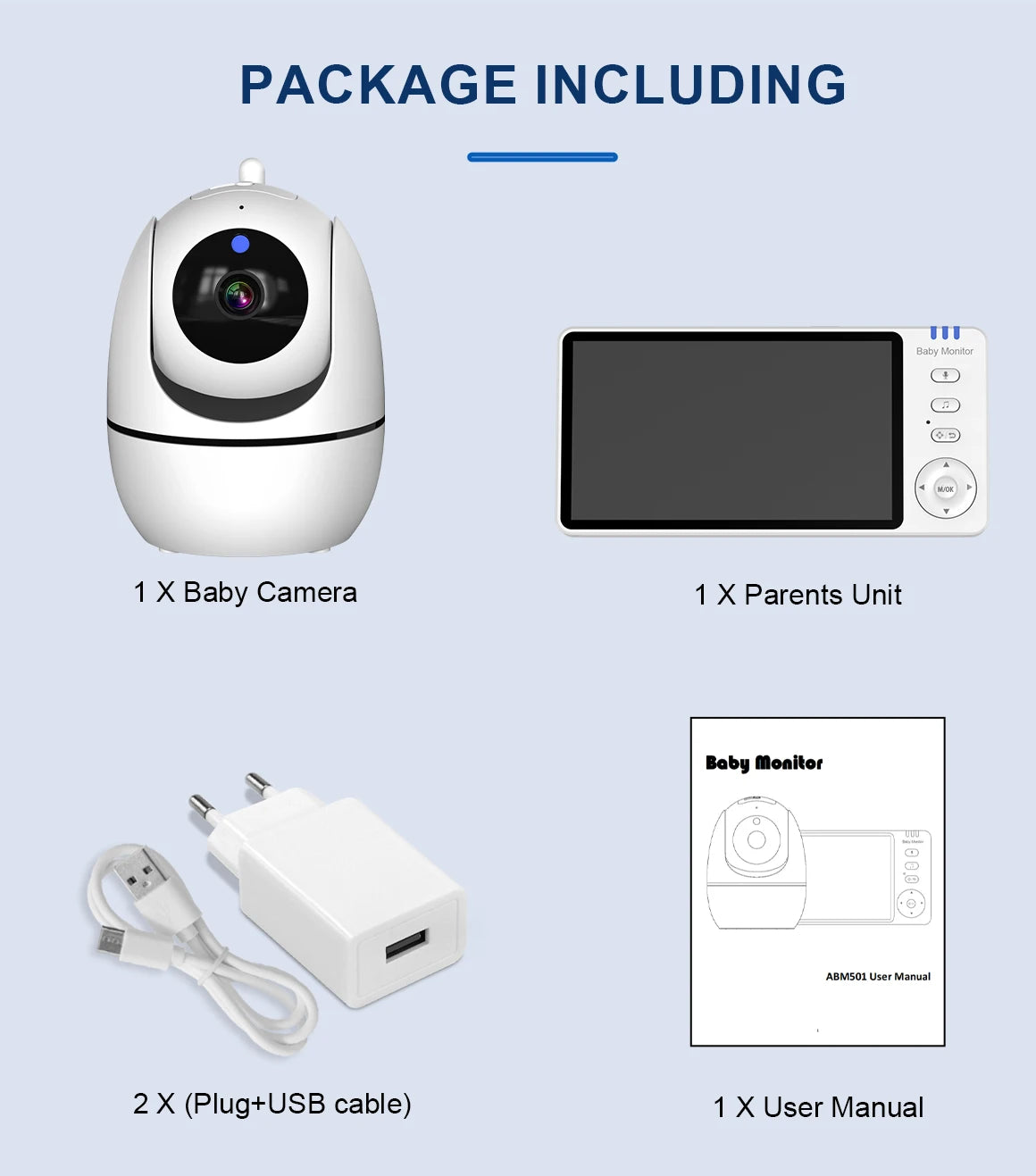 Babyphone Vidéo 5 Pouces PTZ – Capteur Température, Berceuses & Zoom | Meilleur Rapport Qualité-Prix