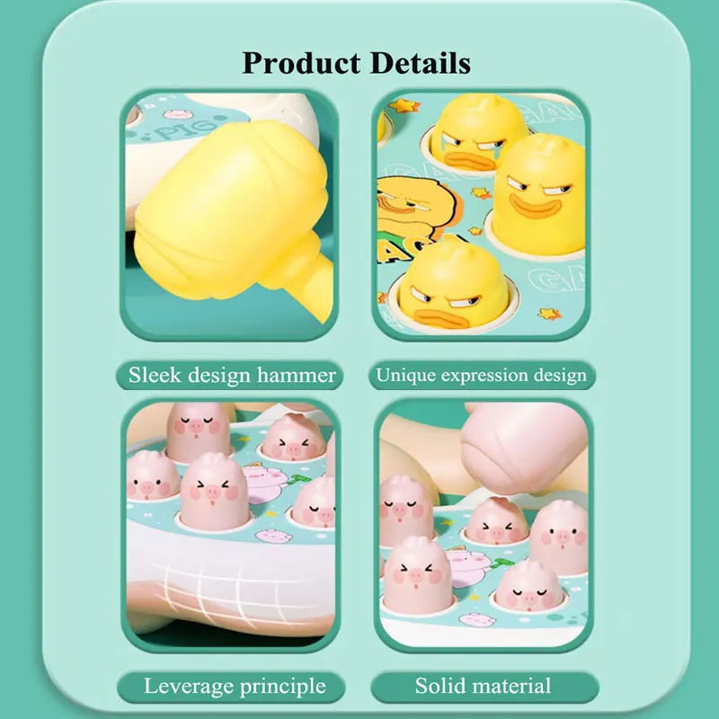 Jeu Marteau Bébé Montessori – Banc à Marteler Encastrement Canard Grenouille Cochon 12-24 Mois