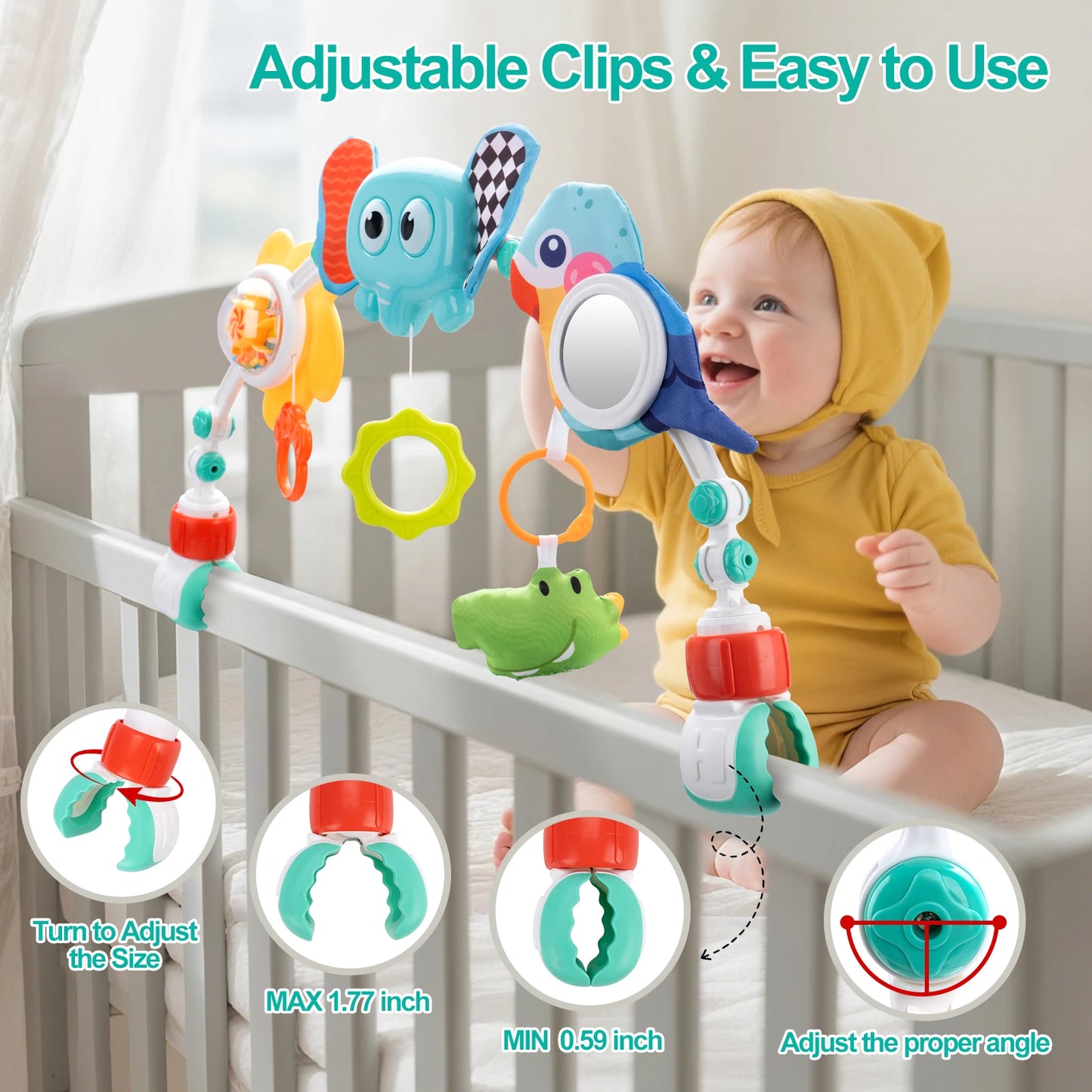 Jouet À Suspendre Bébé Poussette & Siège Auto – Spirale D’Activité Éveil Sensoriel