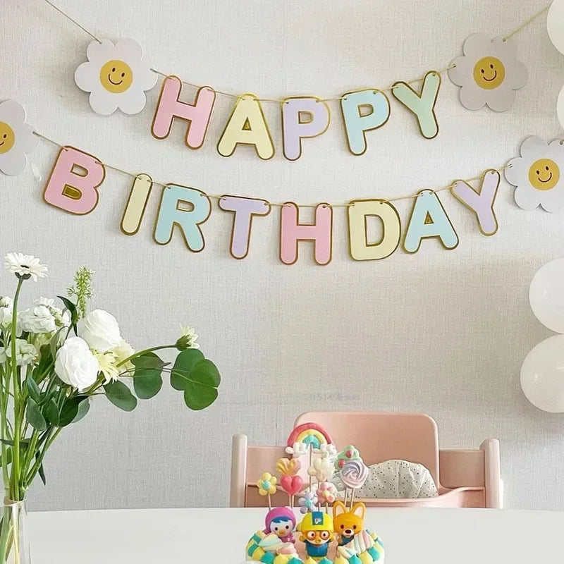 Guirlande Fanions Marguerite Blanche – Décoration Anniversaire Bohème Florale & Baby Shower