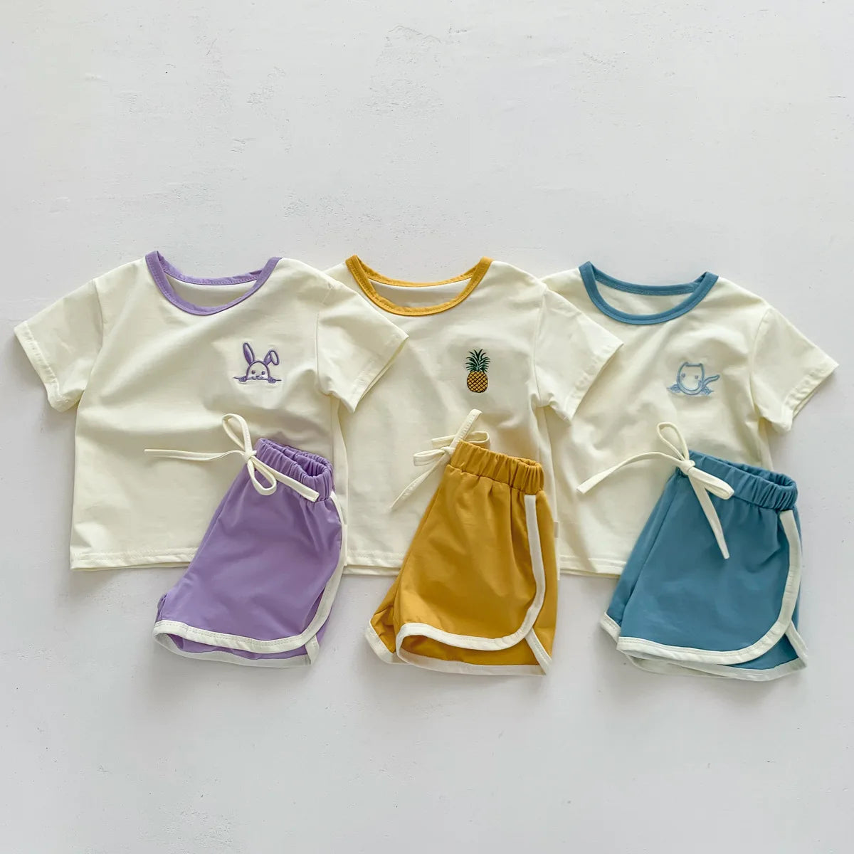 Ensemble Été Décontracté pour Bébé – T-shirt Brodé et Short en Coton (0-3 Ans)