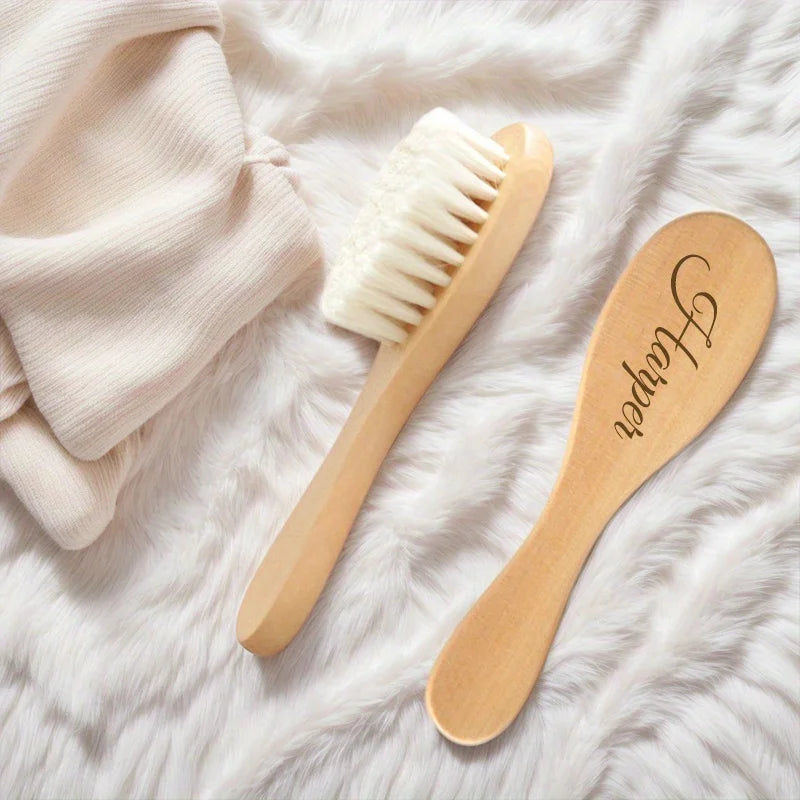 Brosse à Cheveux Bébé Personnalisée Prénom Gravé en Bois – Cadeau Naissance & Baby Shower Original