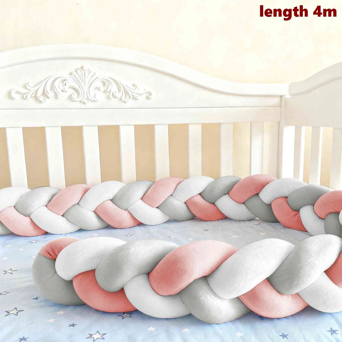 Tour de Lit Bébé Tressé Nœuds Spandex Doux – Pare-Chocs Berceau Unisexe 1M 2M 3M 4M