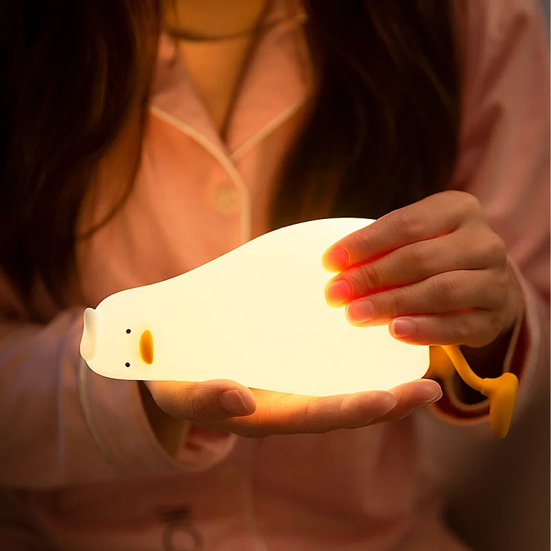 Veilleuse canard bébé silicone — LED Tactile Rechargeable Lumière Douce | Déco Chambre Bébé & Enfant
