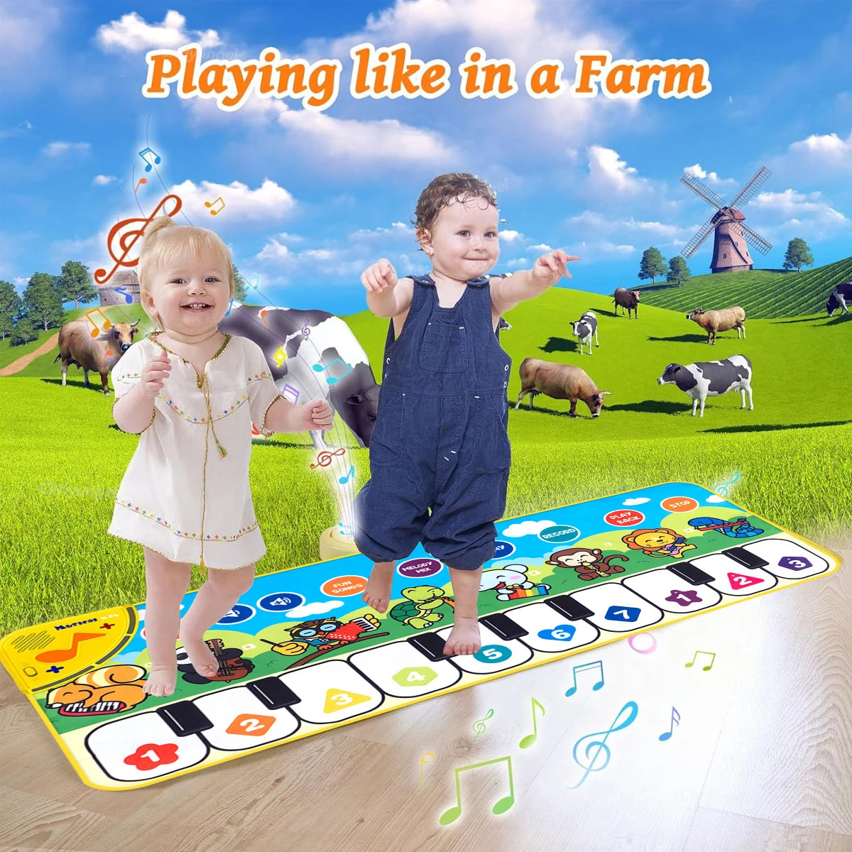 Tapis Piano Musical Enfant avec Chansons Démo 80x30cm – Clavier Danse & Apprentissage | Fille & Garçon