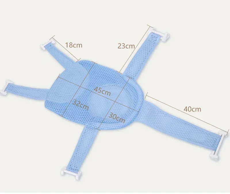 Filet de Bain Bébé avec Coussin Oreiller – Siège Antidérapant Ajustable Nouveau-Né | Rose, Bleu & Étoile