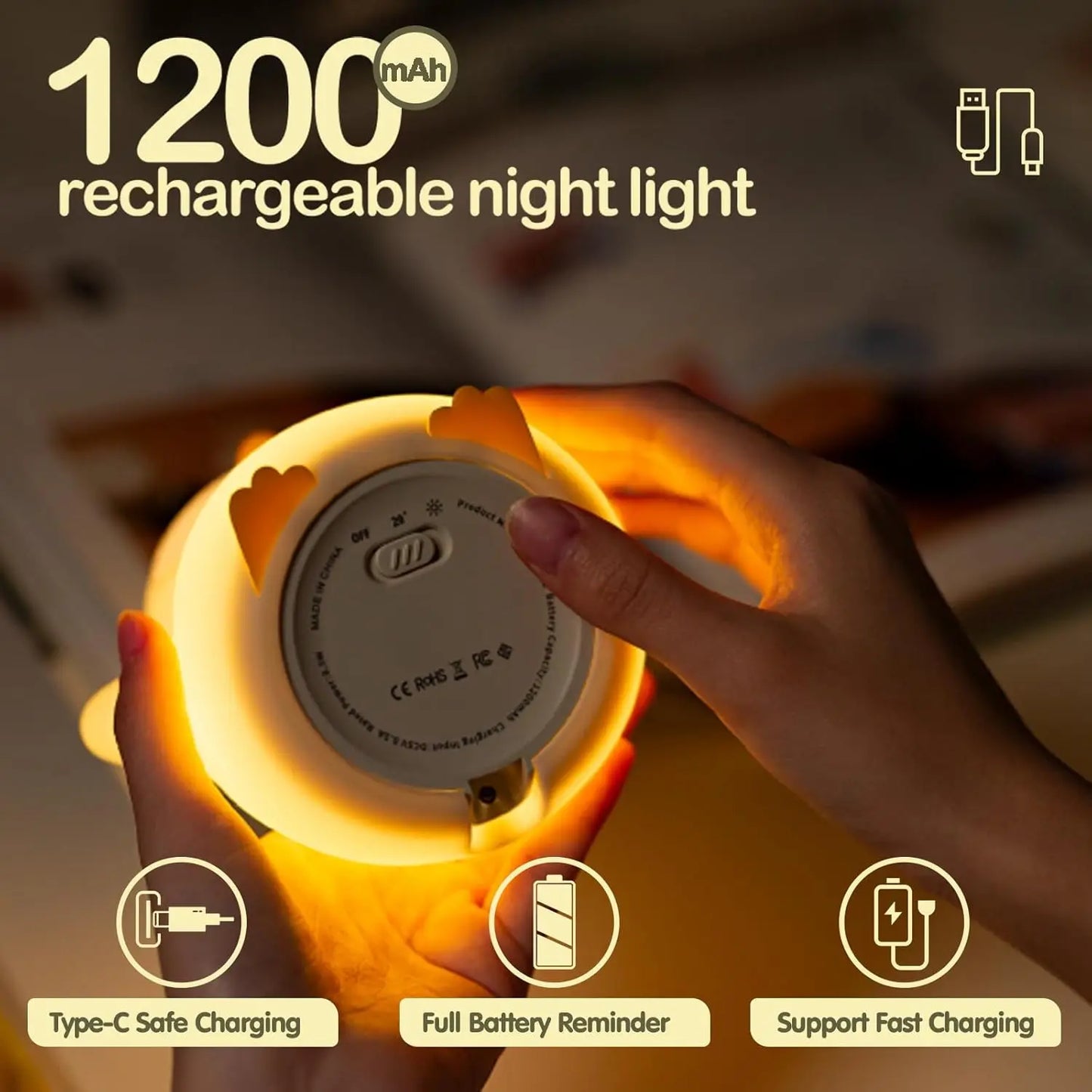 Veilleuse dragon & pingouin silicone — LED Tactile Rechargeable Dimmable | 5 Modèles | Chambre Bébé