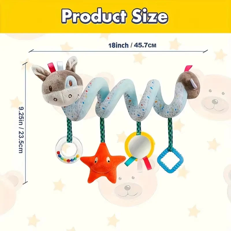 Jouet Spirale Peluche Bébé – Mobile Suspendu Éveil Poussette, Siège Auto & Lit | Motif Âne Adorable